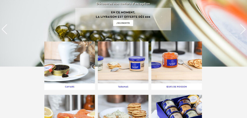 Site e-commerce Le Comptoir du Caviar - GAIDO